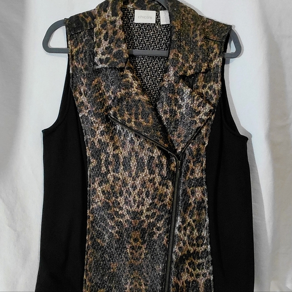 Chico's Jackets & Blazers - Chico's Leopard Print Zip Vest Top